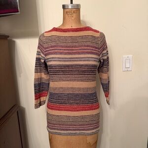 LRL Lauren Ralph Lauren Linen Sunset Stripe Knit Sweater Top